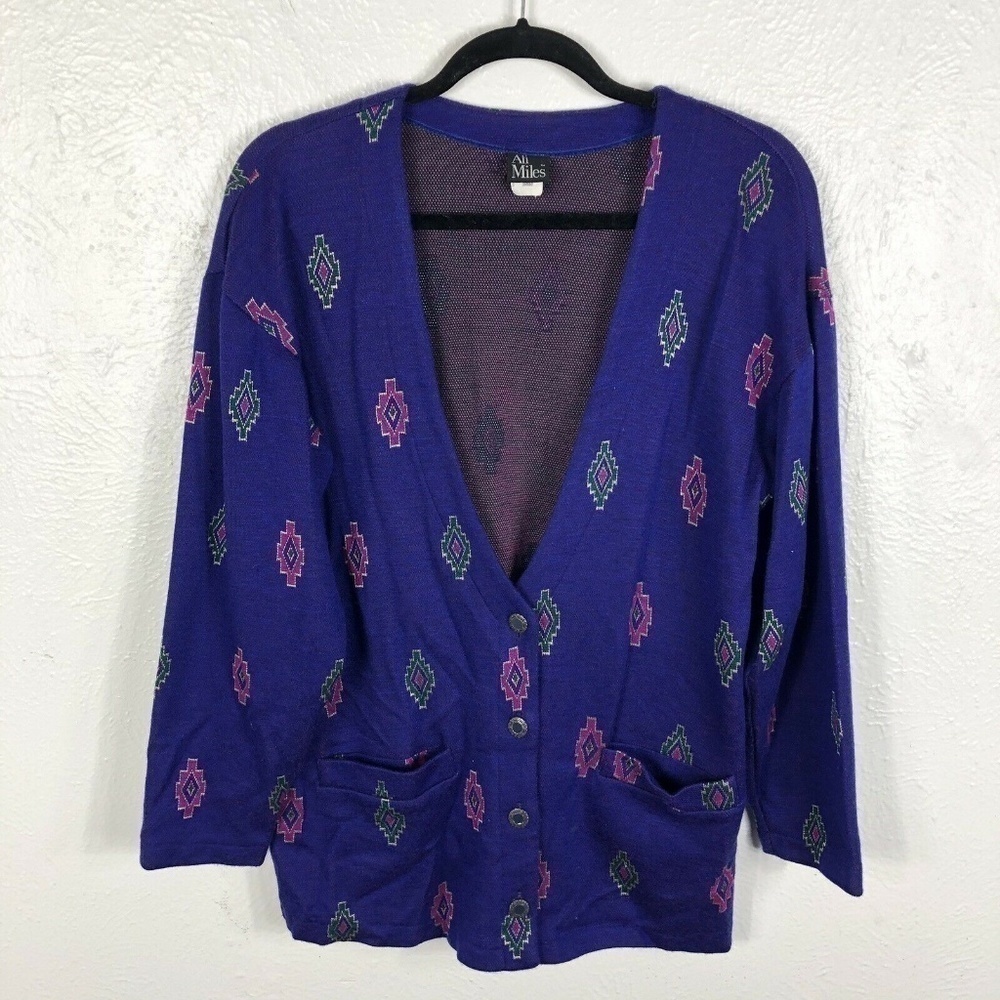 Vintage Ali Miles Sz Small Cardigan Sweater Purple